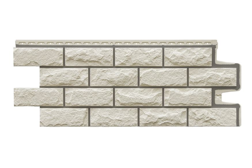 Фасадные панели Grand Line, Колотый камень Design, Молочный (шов RAL 7006) купить в Адлере