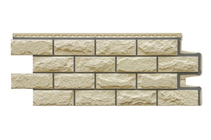 Фасадные панели Grand Line, Колотый камень Design, Бежевый (шов RAL 7006) купить в Адлере