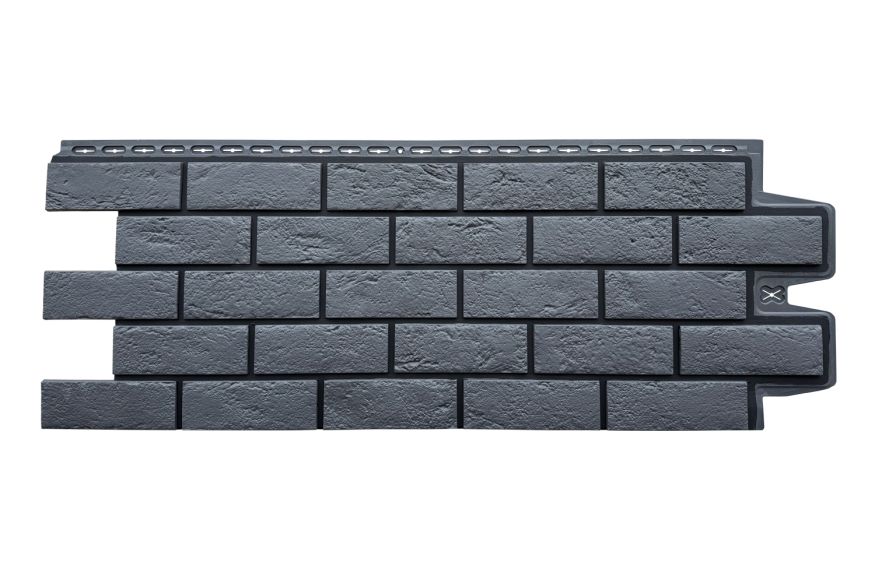 Фасадная панель Grand Line, Состаренный кирпич Design, Графит, шов RAL 9005 купить в Адлере